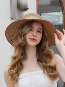 Boho Bowknot Straw Hat For Daily Wear - Khaki - View 5