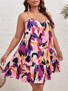 SHEIN VCAY Váy hai dây boho in họa tiết boho cỡ lớn cho mùa hè - Nhiều màu - Xem 4