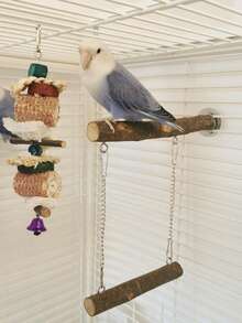 1pc Wooden Perch Nest Swing Set For Birds (2 Assorted Designs Shipped Randomly) - Brown - View 4