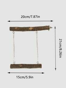 1pc Wooden Perch Nest Swing Set For Birds (2 Assorted Designs Shipped Randomly) - Brown - View 5
