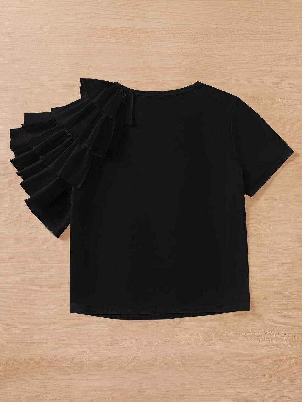 Plus Solid Ruffle Trim Tee