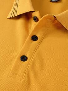 Manfinity Homme Men Striped Trim Polo Shirt - Yellow - View 3