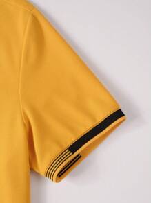 Manfinity Homme Men Striped Trim Polo Shirt - Yellow - View 4