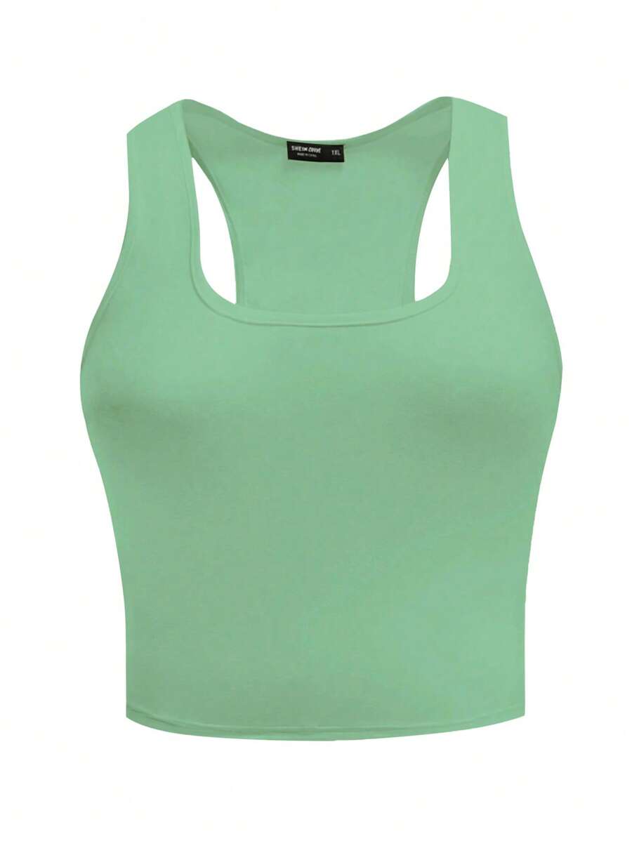 Flirla 大碼素色背心上衣 - 薄荷綠 - 查看 1