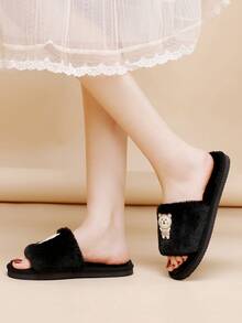 時尚趣味拖鞋毛茸茸卡通熊圖案家居拖鞋