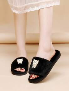 時尚趣味拖鞋毛茸茸卡通熊圖案家居拖鞋