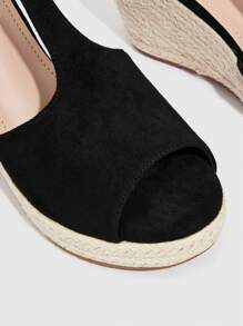 Styleloop Phụ nữ Giày dép Kỳ nghỉ Đen Dây đeo mắt cá chân Nêm Đồ trang trí khóa Nhẹ Faux Suede Espadrille Giày dép Cho mùa xuân Và Mùa hè - màu đen - Xem 5
