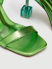 CUCCOO SZL Phụ nữ tối giản Giày cao gót có dây đeo đến mắt cá chân, Dép ngộ nghĩnh - màu xanh lá - Xem 4