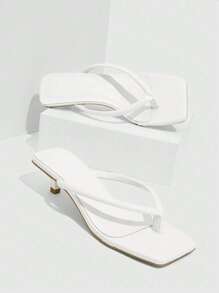 CUCCOO BIZCHIC Giày nữ thời trang màu trắng nhẹ thiết kế mũi vuông gót mèo cho mùa hè giày cao gót tốt nghiệp giày cao gót dự tiệc giày đi nghỉ giảm giá mùa hè giày trở lại trường giày sinh viên giày cơ bản thanh lịch công sở giản dị công sở sang trọng giáng sinh mùa thu năm mới ngày lễ - trắng - Xem 2