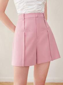 MOTF PREMIUM Quần soóc ống rộng không thắt lưng - Bụi hồng - Xem 4