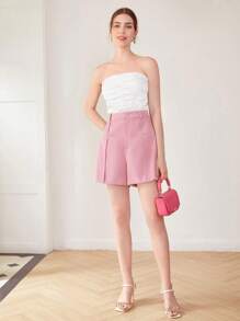 MOTF PREMIUM Quần soóc ống rộng không thắt lưng - Bụi hồng - Xem 7