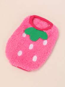 1 pieza Sudadera cálida con estampado de conejito y fresa, tema navideño, para otoño/invierno