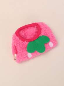 1 pieza Sudadera cálida con estampado de conejito y fresa, tema navideño, para otoño/invierno