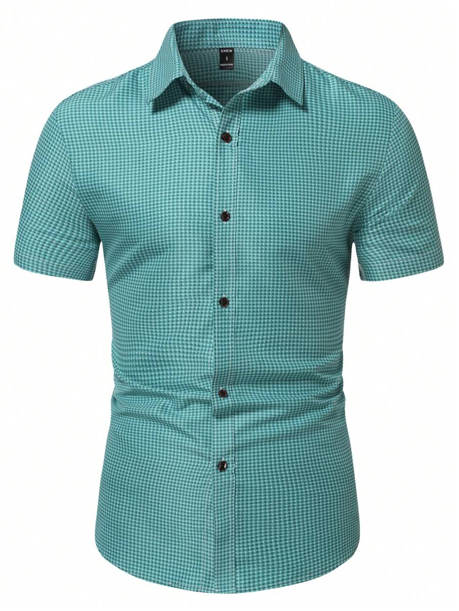 Manfinity Mode 男士滿版印花襯衫 - 青碧色 - 查看 1