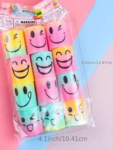 12入組/套塑料彈簧玩具可愛兒童漸變色表情細節玩具 - 彩色 - 查看 2