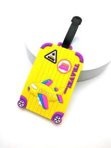 字母和飛機圖案行李牌矽膠 - 彩色 - 查看 1