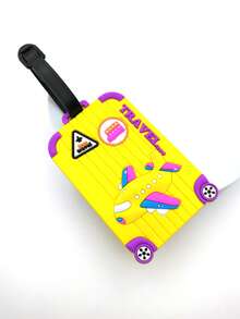 字母和飛機圖案行李牌矽膠 - 彩色 - 查看 2