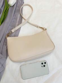 中等單肩包極簡白色帶拉鍊 - 白色 - 查看 2