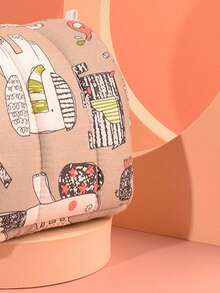 1 件卡通动物图案毛绒温暖宠物床，适合所有季节 - 彩色 - 查看 3