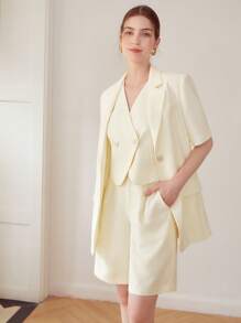 MOTF PREMIUM SHORT SLEEVE BLAZER - Beige - View 2