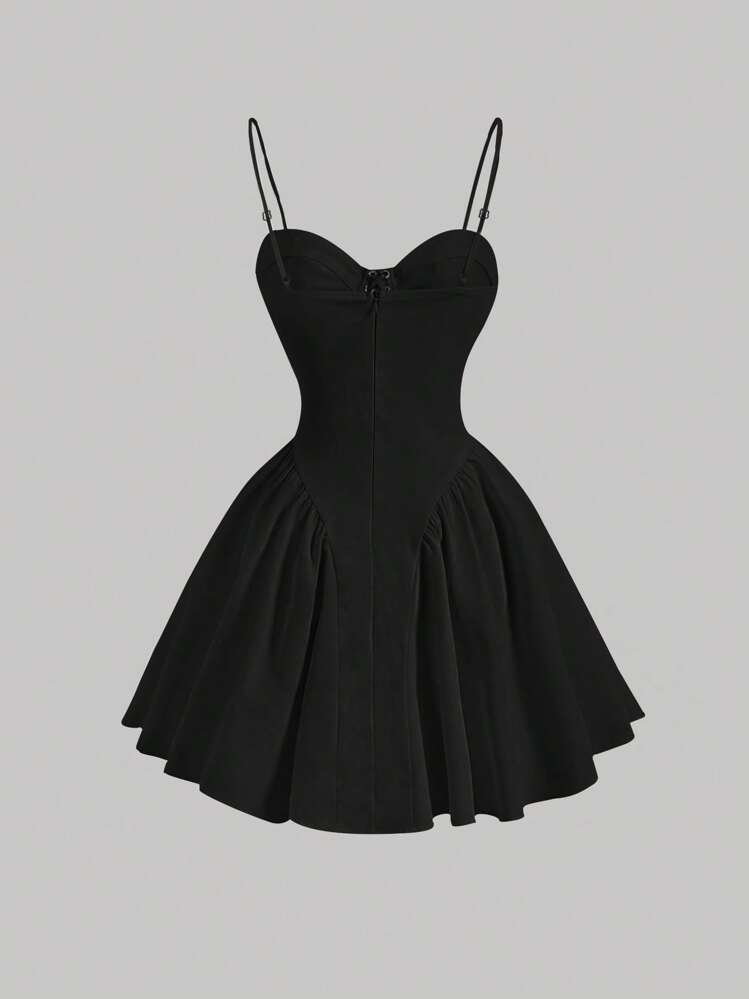 corset dress shein MOD Lace Up Front Cami Dress Black Corset Dressteens Dress>Corset Princess Style Wedding Dresses Long Cool Woman In Size:10 ½