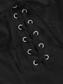 SHEIN MOD Lace Up Front Cami Dress Corset Dress Black Corset Dressteens Dress>Corset - Black - View 4