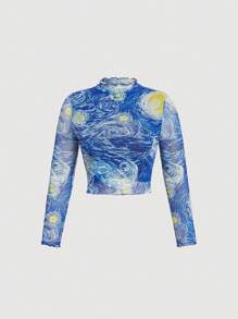 SHEIN MOD áo nữ kích thước lớn Xù nhỏ Tất cả trên in Giải trí - Nhiều màu - Xem 1