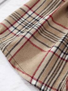 SHEIN 小女童格紋印花不對稱下擺腰帶半身裙 - 彩色 - 查看 5