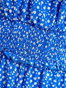 SHEIN Teen Girls Ditsy Floral Print Tie Front Ruffle Hem Cami Dress - Multicolor - View 6