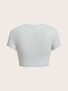 SHEIN EZwear 淺灰色 New York City 字母圖案短版嬰兒 T 卹 - 灰色 - 查看 2