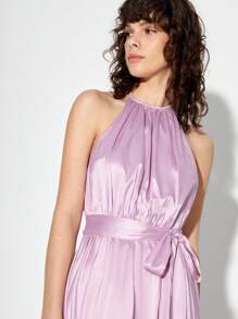 Macario Jimenez 露背不對稱下擺素色掛脖連衣裙 - 紫丁香色 - 查看 3