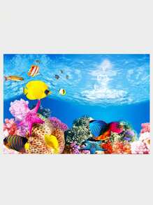 1入組雙面水族箱裝飾魚缸背景紙 - 彩色 - 查看 1