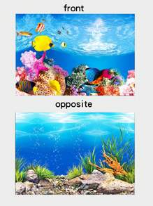 1入組雙面水族箱裝飾魚缸背景紙 - 彩色 - 查看 2
