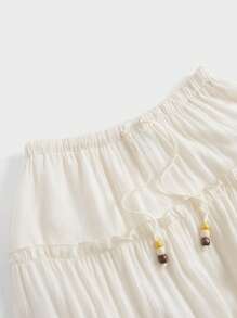 Soleia 腰部打結褶邊荷葉邊半身裙 - 米色 - 查看 3