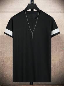 Manfinity Hypemode 男士拼接面T恤 - 黑色 - 查看 1