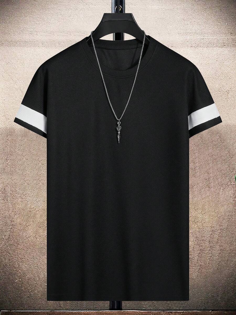 Manfinity Hypemode 男士拼接面T恤 - 黑色 - 查看 1