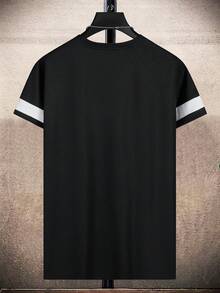 Manfinity Hypemode 男士拼接面T恤 - 黑色 - 查看 2