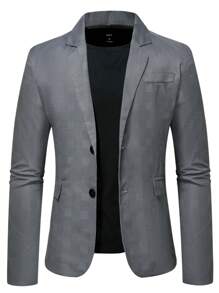 Manfinity Mode 男士千鳥格單排釦西裝外套 - 灰色 - 查看 1