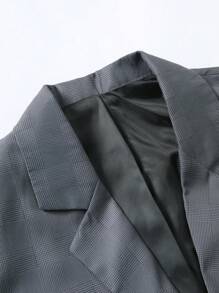 Manfinity Mode 男士千鳥格單排釦西裝外套 - 灰色 - 查看 3