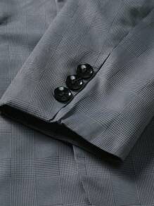 Manfinity Mode 男士千鳥格單排釦西裝外套 - 灰色 - 查看 4