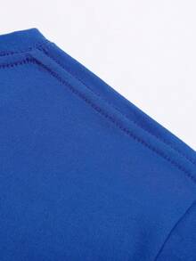 SHEIN LUNE Heart And Letter Graphic Tee - Blue - View 5