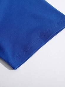 SHEIN LUNE Heart And Letter Graphic Tee - Blue - View 6