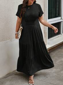 SHEIN LUNE Vestido unicolor bajo con fruncido