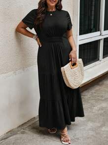 SHEIN LUNE Vestido unicolor bajo con fruncido