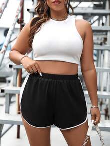 Flirla Shorts deportivos unido en contraste - Negro - Ver 6