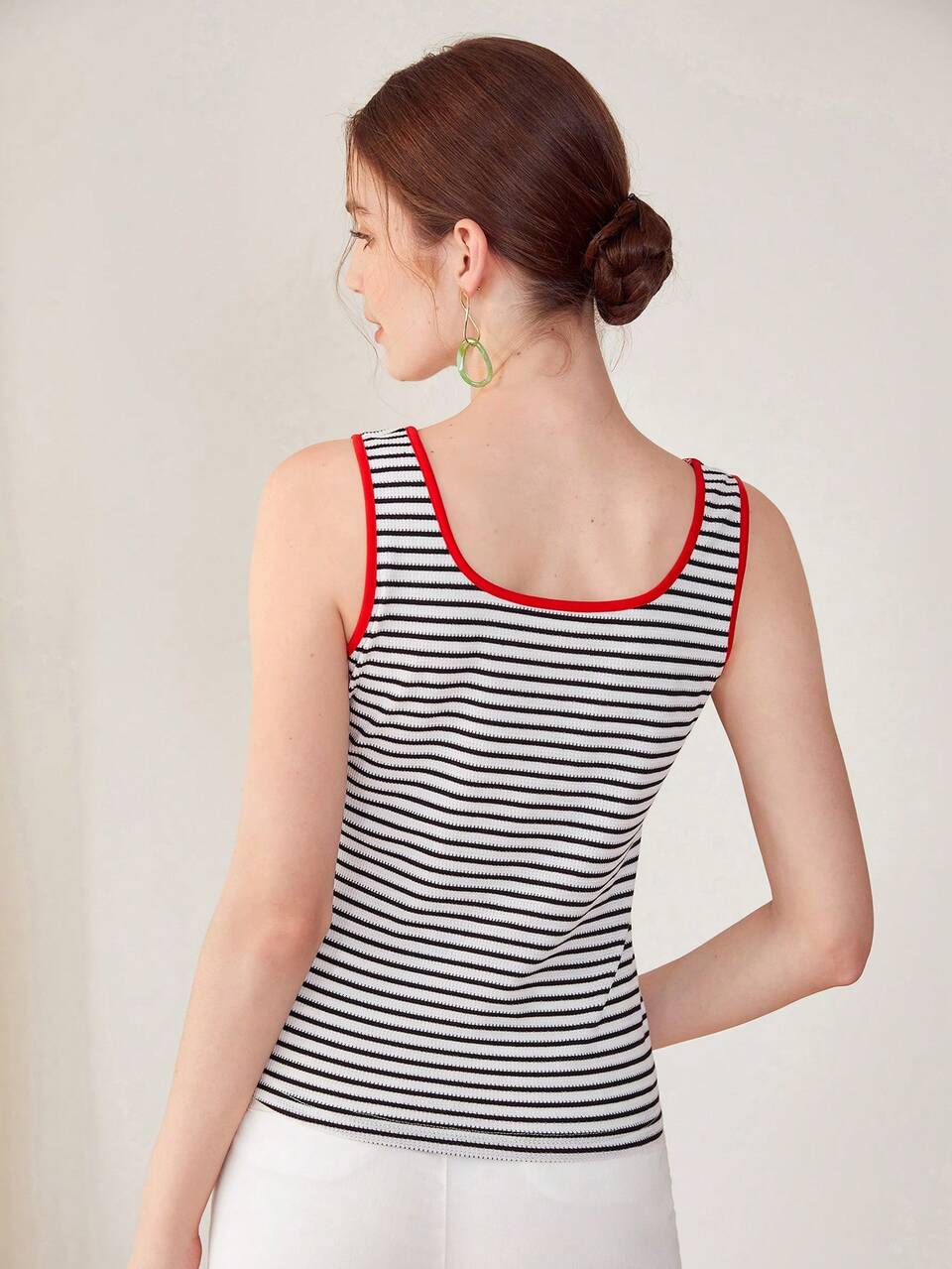 STRIPED CONTRAST TRIM TANK TOP
