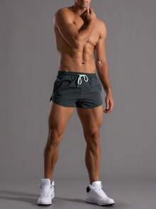 Manfinity Sport Corelite 男友款男士抽绳腰运动短裤，灰色短裤健身短裤慢跑短裤男士健身短裤男士泳装男士健身服男士泳装男士长款泳裤