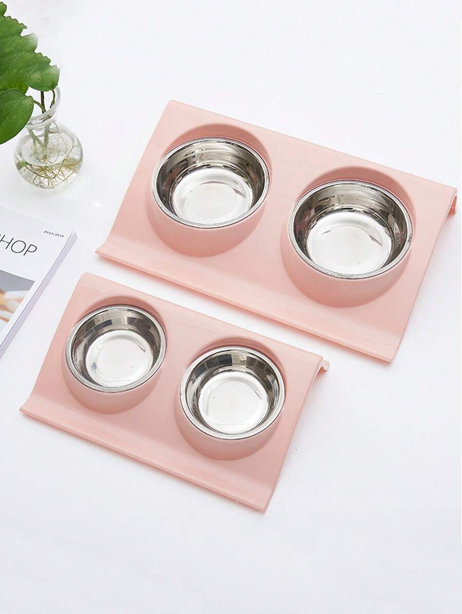 1 Miếng PP Bát dành cho thú cưng , Tối giản màu trơn Nhiều lưới Bát dành cho thú cưng Đối với Chó Và Mèo - Hồng - Xem 1