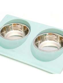 1入組PP寵物碗，簡約素色多格貓狗寵物碗 - 綠色 - 查看 6