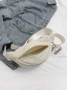 中等腰包極簡白色前拉鏈 - 白色 - 查看 4